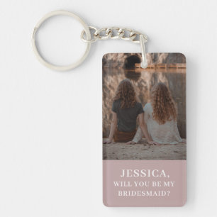 Porte-clefs Photo Minimaliste Dusty Pink Bridesmaid Propositio