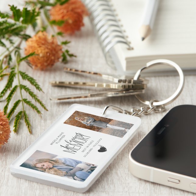 Porte-clefs Photo Moderne 2 En Mémoire Amoureuse Hommage (Devant droit)