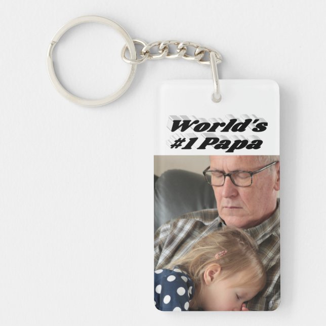 Porte-clefs Photo Papa avec texte noir (Devant)