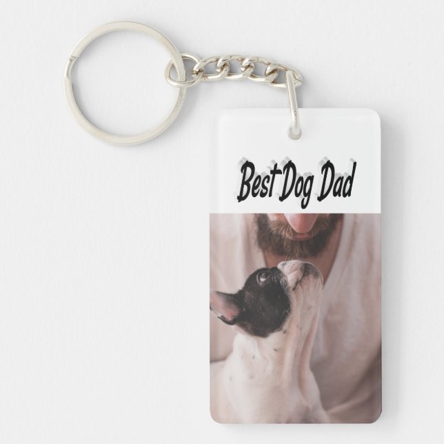Porte-clefs Photo Papa Chien Noir texte  (Devant)
