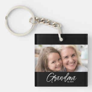 Porte-clefs Photo personnalisable de grand-mère année d'estima