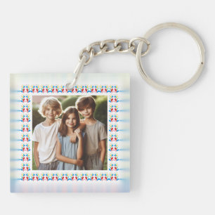 Porte-clefs Photo personnalisé avec un cadre joyeux et coloré