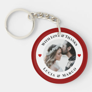 Porte-clefs Photo personnalisé dans un cercle blanc avec un cœ