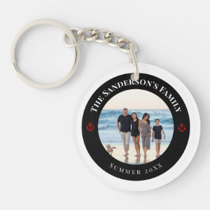Porte-clefs Photo personnalisé dans un cercle noir avec une an