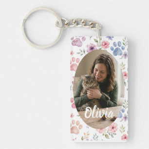 Porte-clefs Photo personnalisé de votre animal en aquarelle av