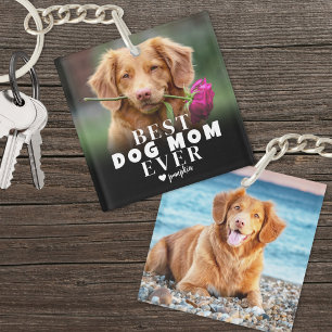 Porte-clefs Photo personnalisé du meilleur maman avec son chie
