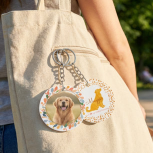 Porte-clefs Photo personnalisé Golden Retriever - Orange paste