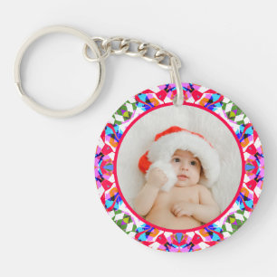 Porte-clefs Photo personnalisé Joyeux Noël Moderne Coloré