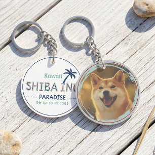 Porte-clefs Photo personnalisé Kawaii Shiba Inu Paradis   Mama