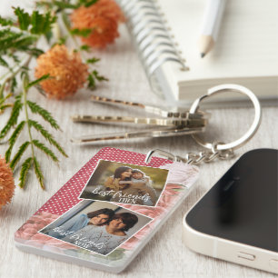 Porte-clefs Photo personnalisé Meilleurs amis alors et mainten