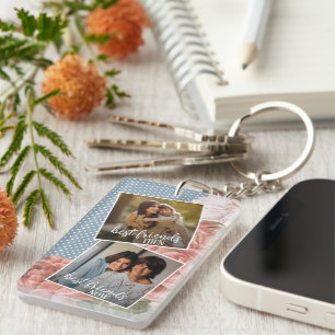 Porte-clefs Photo personnalisé Meilleurs amis alors et mainten