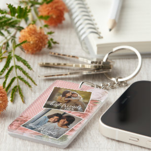 Porte-clefs Photo personnalisé Meilleurs amis alors et mainten