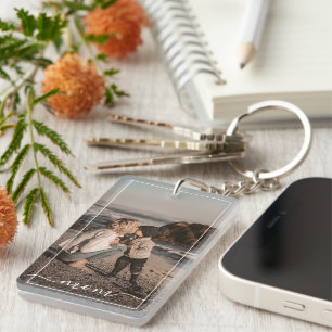 Porte-clefs Photo personnalisé simple texte maman