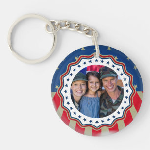 Porte-clefs Photo personnalisé USA Militaire - Fête des vétéra