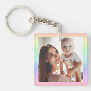 Porte-clefs Photo personnalisée Arc-en-ciel à deux côtés color