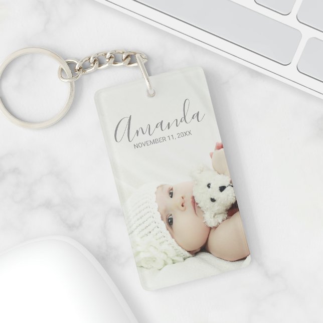 Porte-clefs Photo personnalisée avec nom et texte personnalisé (Créateur téléchargé)