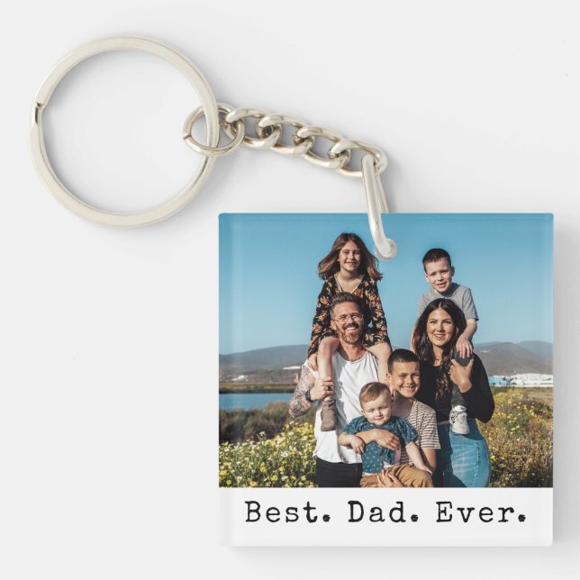 Porte-clefs Photo personnalisée de la famille Best Papa Ever (Devant)