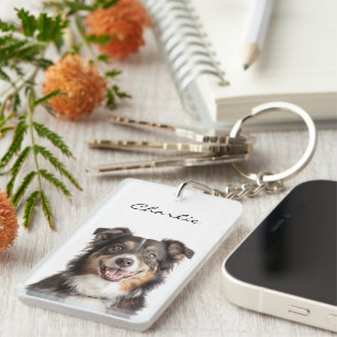 Porte-clefs Photo Personnalisée De L'Animal De Compagnie Et No