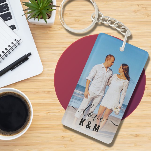 Porte-clefs Photo personnalisée et texte Collage photo moderne (Créateur téléchargé)