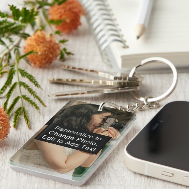 Porte-clefs Photo personnalisée Nom de l'art Monogramme Devis  (Devant droit)