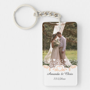 Porte-clefs Photo personnalisée, nom et date du mariage