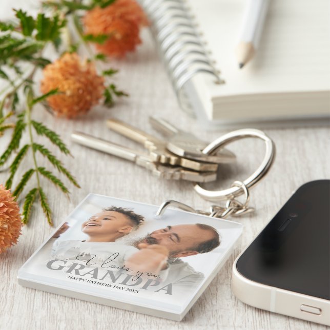 Porte-clefs Photo Personnalisée Papy (Devant Droit)
