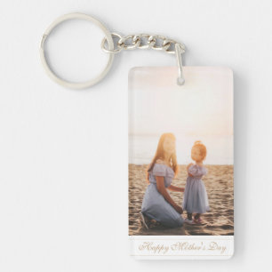 Porte-clefs Photo personnalisée Script Happy Mother's Day