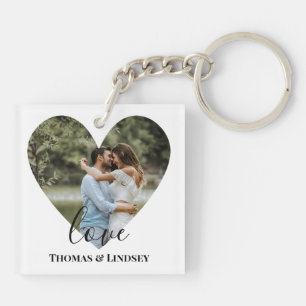 Porte-clefs Photo personnelle Heart Frame Modern Calligraphy