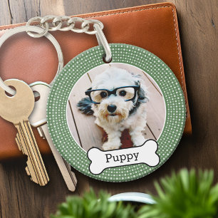 Porte-clefs Photo pour animaux de compagnie avec os de chien -