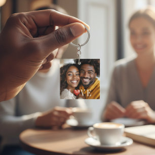 Porte-clefs Photo romantique Cœur LOVE Accessoire Blanc
