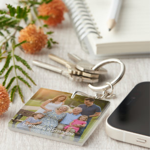 Porte-clefs Photo souvenir de grand-mère et grand-père