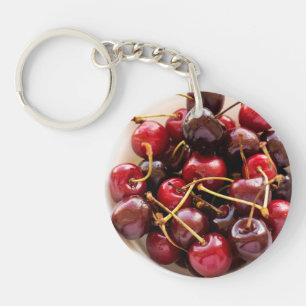 Porte-clefs Photographie de Cerises Rouges Fraîches dans un Bo
