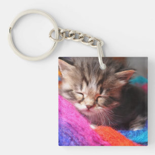 Porte-clefs Photographie de petit chaton nouveau-né endormi et