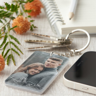 Porte-clefs Photographie personnalisée et cœurs d'amour
