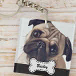 Porte-clefs Photos d'animaux de compagnie sur Cute Dog Bone Aj<br><div class="desc">Ajoutez le nom de l'animal dans une typographie de script ludique sur une simple plaque de nom d'os de chien. Ajoutez une photo d'animal de compagnie personnalisée.</div>