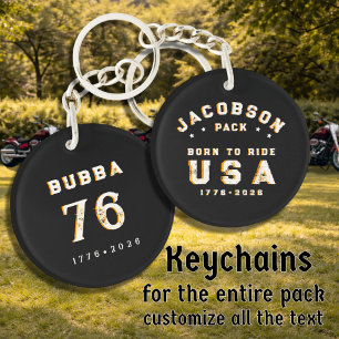 Porte-clefs Photos de famille du 4 juillet Nés pour rouler Per
