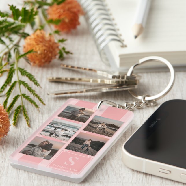 Porte-clefs Photos Fun Simple Sur Rose Moderne Dusty Rose (Devant droit)