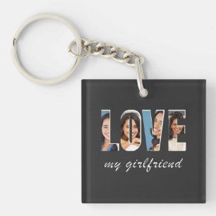 Porte-clefs Photos Personnalisées J'aime Ma Copine Moderne Élé