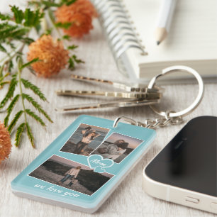 Porte-clefs Photos personnalisés sur mesure Bleu sarcelle vert