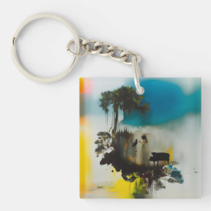 Porte-clefs Piano Abstrait Cat Tree Occult Dark Witchy AI Art
