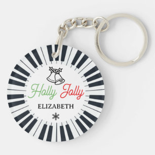 Porte-clefs Piano Cercle Clé Holly Jolly Pianiste Noël