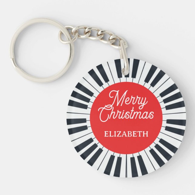 Porte-clefs Piano Circle Clé Joyeux Noël Pianiste Musicien (Devant)