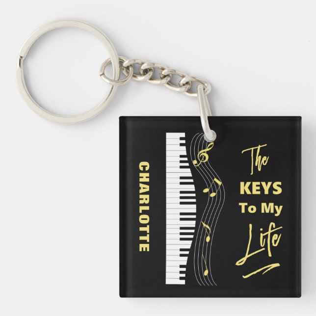 Porte-clefs Piano Keyboard Players Fun Music Notes (Devant)
