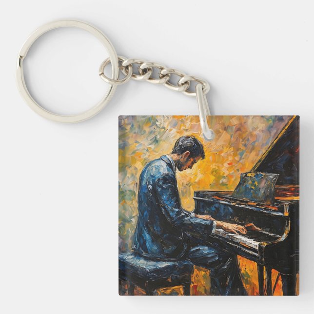 Porte-clefs Piano Player - Peinture à l'huile (Devant)
