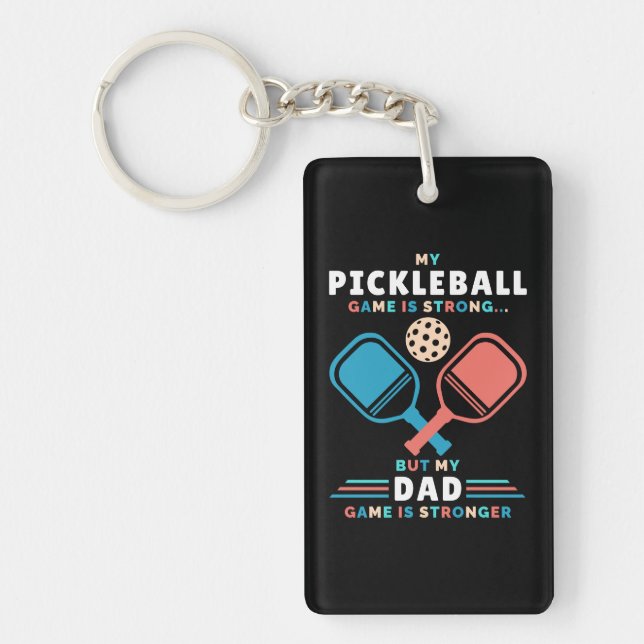 Porte-clefs Pickleball Papa Stronger Papa Jeu Père (Devant)