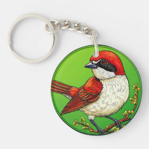Porte-clefs Pie grièche à dos rouge coloré