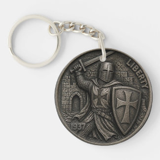 Porte-clefs Pièce de monnaie ciselée Nickel Hobo Croisé des Te