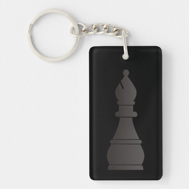 Porte-clefs Pièce d'échecs noire d'évêque (Devant)