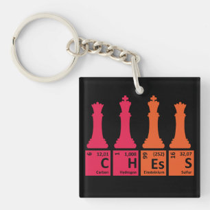 Porte-clefs Pièces d'échecs Éléments de chimie Porte - clé acr