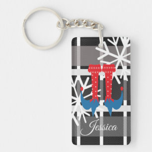 Porte-clefs Pied de Lutin de Noël Fantaisiste Flocons de Neige